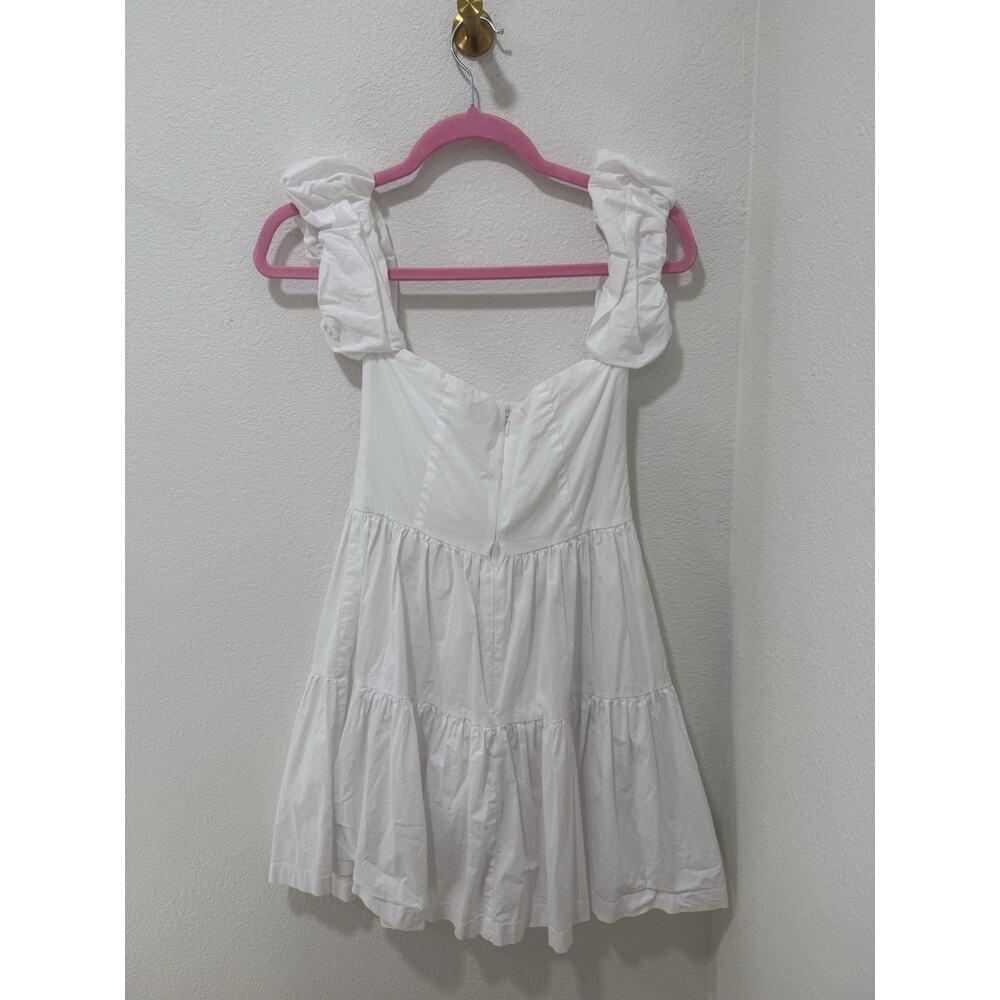 Staud Elio Off Shoulder Mini Dress Size 6 Women Preppy Cotton Blend Tiered White - Picture 3 of 7
